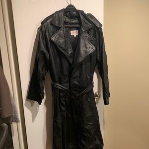 Men’s Vintage Pelle Studio Thinsulate Black Trench Coat size Large